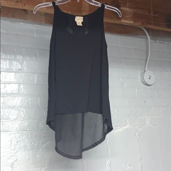 Black High Low Camisole w/ Sheer Back - Picture 1 of 3